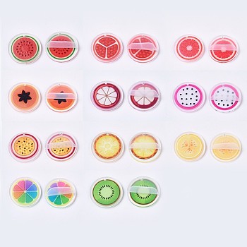 Acrylic Pendants, PVC Printed on the Front, with Film on the Back, Sliced Fruit, Mixed Color, 25x2mm, Hole: 1.5mm