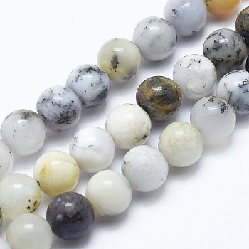 Natural White African Opal Beads Strands, Round, 8~8.5mm, Hole: 1mm, about 47pcs/strand, 15 inch(38.1cm)