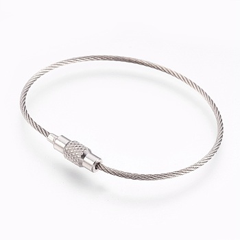 304 Stainless Steel Wrap Bracelets Making, Two Loops, with Clasps, Stainless Steel Color, 6-1/8 inch(15.5cm), 1.5mm
