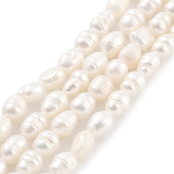 Natural Cultured Freshwater Pearl Beads Strands, Rice, Grade 2A+, Snow, 3~3.5mm, Hole: 0.5mm, about 42pcs/strand, 7.09''(18cm)