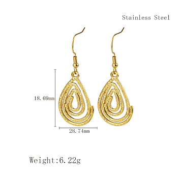 Stylish Stainless Steel Spiral Pendant Dangle Earrings for Daily Wear, Multiple Options, Golden, Teardrop, 18.69x28.74mm