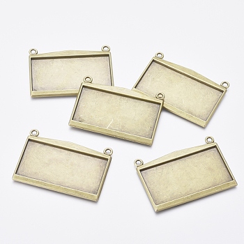Tibetan Style Pendant Cabochon Settings, Antique Bronze, Lead Free, Cadmium Free and Nickel Free, Rectangle, 49mm long, 31mm wide, 3mm thick, Hole: 2.5mm