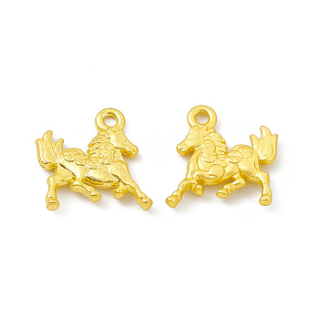 Rack Plating Alloy Pendants, Cadmium Free & Lead Free & Nickle Free, Horse Charms, Matte Gold Color, 15.5x16x2.5mm, Hole: 1.6mm