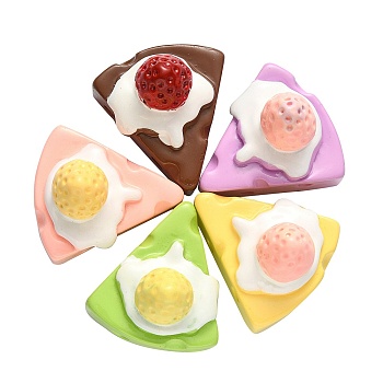 30Pcs Opaque Resin Decoden Cabochons, Imitation Food, Strawberry Cake, Mixed Color, 23.5x21x19mm