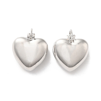 Brass Heart Hoop Earrings for Women, Platinum, 18x15x14.5mm, Pin: 0.8~1.1mm