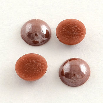 Pearlized Plated Opaque Glass Cabochons, Half Round/Dome, Sienna, 4x2mm
