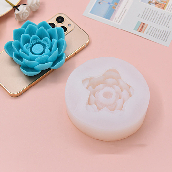 DIY Silicone Candle Molds, for Scented Candle Making, Lotus Flower, White, 11x3.3cm