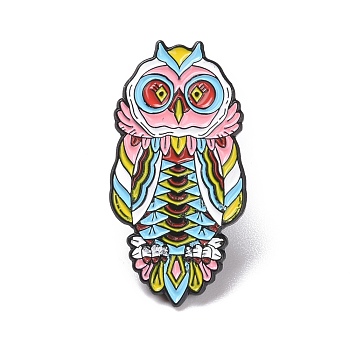 Owl Enamel Pin, Animal Alloy Badge for Backpack Clothes, Electrophoresis Black, Colorful, 32.5x16.5x1.5mm, Pin: 1.3mm