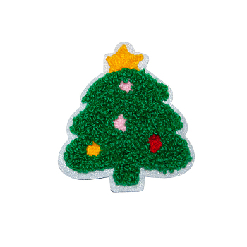 Christmas Theme Computerized Embroidery Cloth Iron on/Sew on Patches, Costume Accessories, Appliques, Christmas Tree, 63x56mm