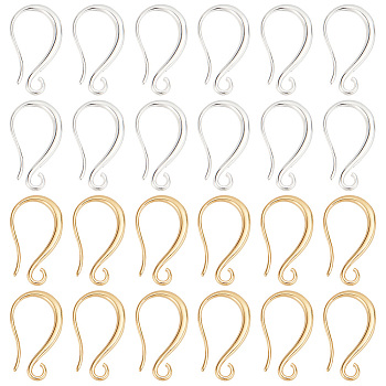 Elite 32Pcs 2 Colors Rack Plating Eco-friendly Brass Earring Hooks, with Horizontal Loop, Lead Free & Cadmium Free, Mixed Color, 19x2.5mm, Hole: 2mm, Pin: 0.5mm, 16pcs/color