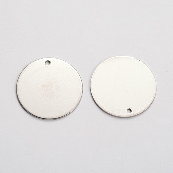 Stainless Steel Stamping Blank Tag Pendants, Flat Round, Stainless Steel Color, 30x1mm, Hole: 2mm