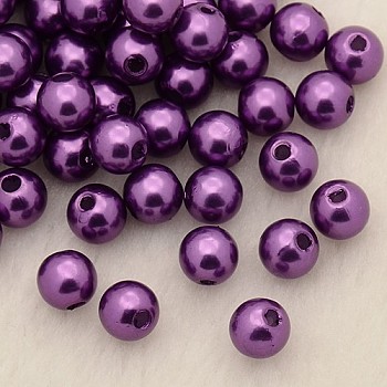 Imitation Pearl Acrylic Beads, Dyed, Round, Purple, 25x25mm, Hole: 2.2mm, about 62pcs/pound
