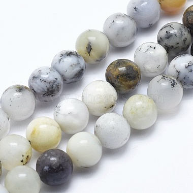 8mm Round White African Opal Beads
