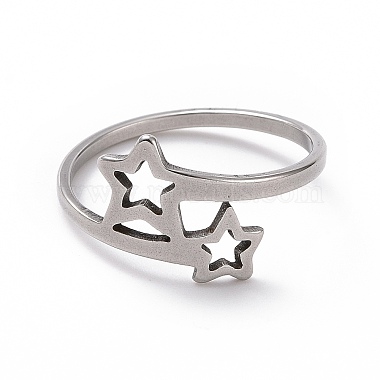 201 Stainless Steel Double Star Finger Ring(RJEW-J051-14P)-2
