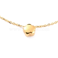 304 Stainless Steel Pendant Necklaces, with Cable Chains, Flower, Golden, 17.71 inch(45cm)(NJEW-O122-04G)