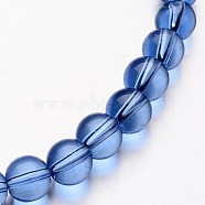 Glass Round Bead Strands, Cornflower Blue, 10mm, Hole: 1mm, about 32pcs/strand, 11 inch(X-GLAA-I028-10mm-05)