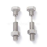 304 Stainless Steel Screw Bolt Ear Taper Stretcher for Woman Men, Stainless Steel Color, 33x8mm, Pin: 1.2mm(EJEW-F312-08P)