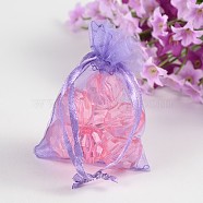 Purple Color Rectangle Organza Bags, about 7cm wide, 9cm long(X-OP011Y-4)