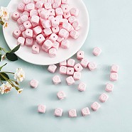 20Pcs Pink Cube Letter Silicone Beads 12x12x12mm Square Dice Alphabet Beads with 2mm Hole Spacer Loose Letter Beads for Bracelet Necklace Jewelry Making, Letter.C, 12mm, Hole: 2mm(JX435C)