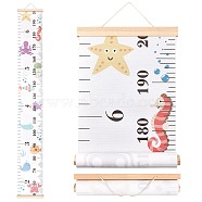 Creative Cartoon Decorative Home Canvas Hanging Height Measurement Ruler, Baby Growth Chart, Rectangle, Sea Animals, 1530x213x11mm(HJEW-WH0042-47C)
