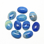 Natural Striped Agate/Banded Agate Cabochons, Dyed, Oval, Dodger Blue, 25x18x6~7mm(X-G-R415-18x25-12)