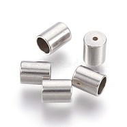 201 Stainless Steel Cord Ends, End Caps, Column, Stainless Steel Color, 5x4mm, Hole: 0.8mm, Inner Diameter: 3mm(STAS-L219-05D)