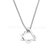 201 Stainless Steel Necklaces, Triangle Pendant Necklaces for Men, Stainless Steel Color, 23.43 inch(59.5cm)(NJEW-M218-01P)