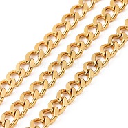 304 Stainless Steel Curb Chains, Soldered, with Spool, Real 18K Gold Plated, 6x4.5x2mm, 10m/roll(CHS-C009-01B-G)