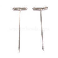 Nickel Plated Steel T Pins for Blocking Knitting, Modelling, Wig Making and Crafts, Stainless Steel Color, 32x11x1mm, Hole: 0.3x9mm, 200pcs/box(FIND-D023-01P-02)