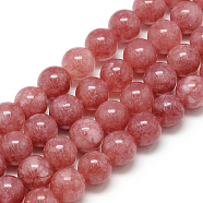 Natural Quartz Beads Strands, Imitation Rhodochrosite, Round, Dyed & Heated, 6x6mm, Hole: 1mm, about 62pcs/strand, 15.5 inch(X-G-S150-6mm-06-1)
