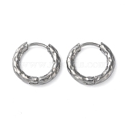 304 Stainless Steel Huggie Hoop Earrings, Stainless Steel Color, 14x15x2.5mm(EJEW-H111-02B-P)