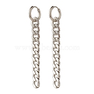 304 Stainless Steel Curb Chain Dangle Huggie Hoop Earrings, Long Chain Tassel Drop Earrings for Women, Stainless Steel Color, 65mm, Pin: 0.9mm(EJEW-JE04730-02)