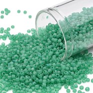 TOHO Round Seed Beads, Japanese Seed Beads, (164BF) Transparent AB Frost Dark Peridot, 11/0, 2.2mm, Hole: 0.8mm, about 1110pcs/bottle, 10g/bottle(SEED-JPTR11-0164BF)