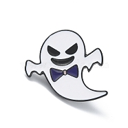 Halloween Theme Alloy Brooches, Enamel Pins, Ghost, 23.5x25x1.8mm(JEWB-R017-03)