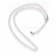 304 Stainless Steel Cable Chain Necklaces, teardrop, Stainless Steel Color, 16.33 inch(41.5cm), Drop: 8x3mm(NJEW-P225-02P)