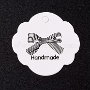 Paper Gift Tags, Hange Tags, For Arts and Crafts, Bowknot with Word Handmade, White, 30.2x30.2x0.3mm, Hole: 3mm(CDIS-G002-02B)
