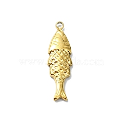 Ion Plating(IP) 304 Stainless Steel Pendants, Real 18K Gold Plated, Fish, 23x6.5x2.5mm, Hole: 1.6mm(STAS-B058-17G-04)