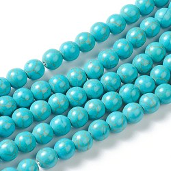 Synthetic Turquoise Beads Strands, Dyed, Round, Dark Cyan, 6mm, Hole: 1.2~1.5mm, about 62pcs/strand, 14 inch(35.5cm)(G-J389-02B)