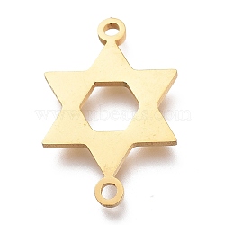 304 Stainless Steel Links Connectors, Laser Cut, Star of David, Golden, 13x20.5x1mm, Hole: 1.5mm(STAS-N094-29G)