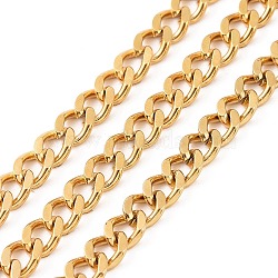 304 Stainless Steel Curb Chains, Soldered, with Spool, Real 18K Gold Plated, 6x4.5x2mm, 10m/roll(CHS-C009-01B-G)