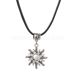 Tibetan Style Alloy Sun Pendant Necklaces, with Imitation Leather Cords, Antique Silver, 17.13 inch(43.5cm)(NJEW-JN04569)
