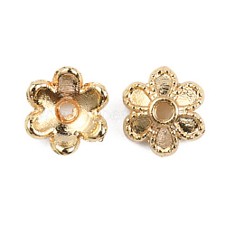 Brass Bead Caps, 6-Petal, Long-lasting, Flower, Real 14K Gold Plated, 5.5x5.5x2.3mm, Hole: 0.9mm(KK-WH0035-59)