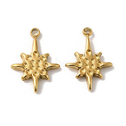 Manual Polishing 304 Stainless Steel Charms, Star Charm, Real 18K Gold Plated, 13.5x9.5x2mm, Hole: 1.2mm(STAS-P335-08G)