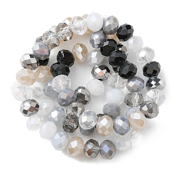 Electroplate Glass Beads Strands, AB Color Plated, Faceted, Rondelle, Wheat, 7.5~8x6mm, Hole: 1.5mm, about 69~72pcs/strand, 16.54 inch~17.24 inch(42cm~43.8cm)