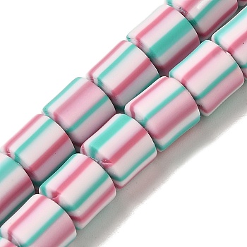 Polymer Clay Beads Strands, Column, Turquoise, 6~6.5x6~6.5mm, Hole: 1.2mm, about 61~64pcs/strand, 15.55~15.94''(39.5~40.5cm)