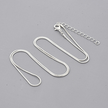 Brass Square Snake Chain Necklace Making, with Lobster Claw Clasps, Silver Color Plated, 24.4 inch(62.2cm), 1mm