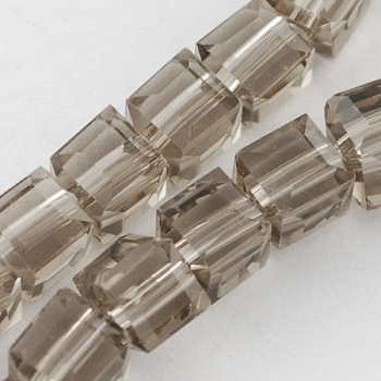 Glass Bead Strands, Faceted, Cube, Tan, 7~8x7~8x7~8mm, Hole: 1mm, about 72pcs/strand, 21.6 inch