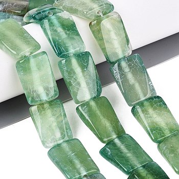 Natural Weathered Agate Beads Strands, Rectangle, Dyed & Heated, 24~27x17~19x4~8mm, Hole: 0.8~1.4mm, about 15pcs/strand, 14.76~14.96 inch(37.5~38cm)