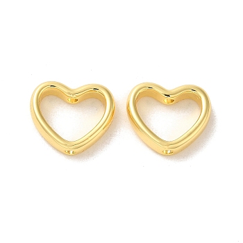 Brass Bead Frames, Heart, Real 18K Gold Plated, 11x12.5x3mm, Hole: 1.3mm