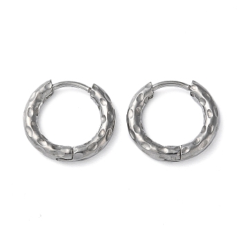 304 Stainless Steel Huggie Hoop Earrings, Stainless Steel Color, 14x15x2.5mm